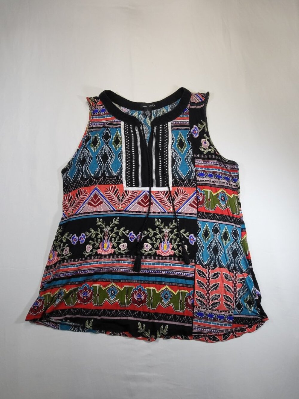 RXB Sleeveless Boho Print Top XL – Multicolor Rayon Blend